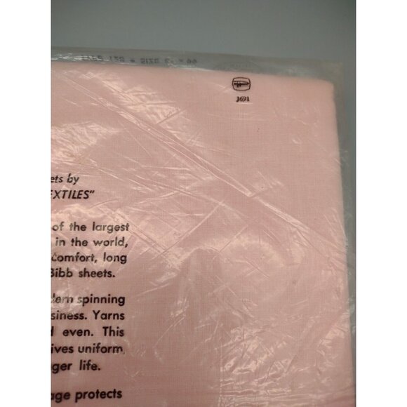 Vintage Bibb Kennesaw USA Pink One Sheet Double Bed 81 x99" New Old Stock, READ - Picture 10 of 13